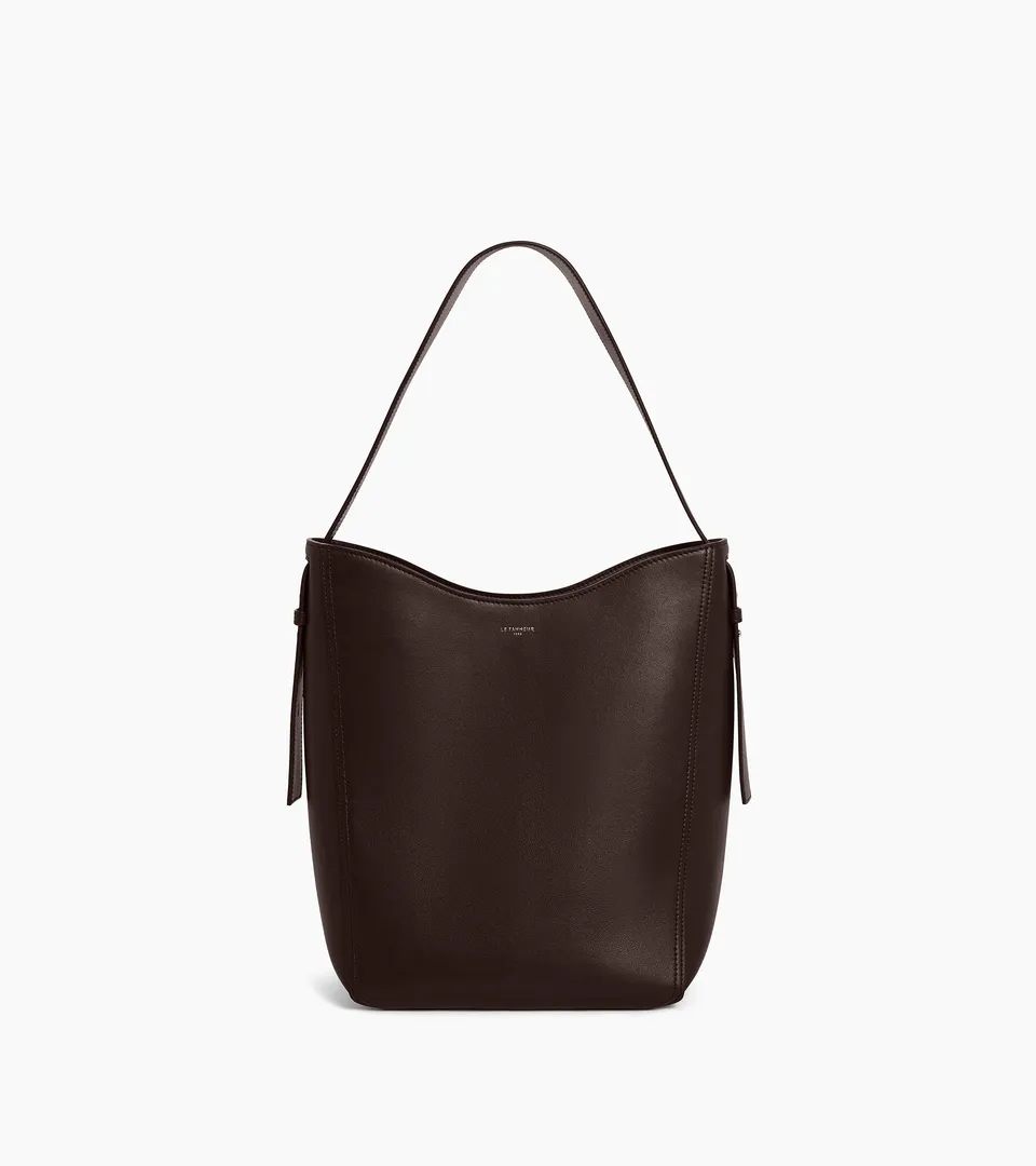 Le Tanneur Céleste sac hobo moyen cuir lisse Brown Arabica