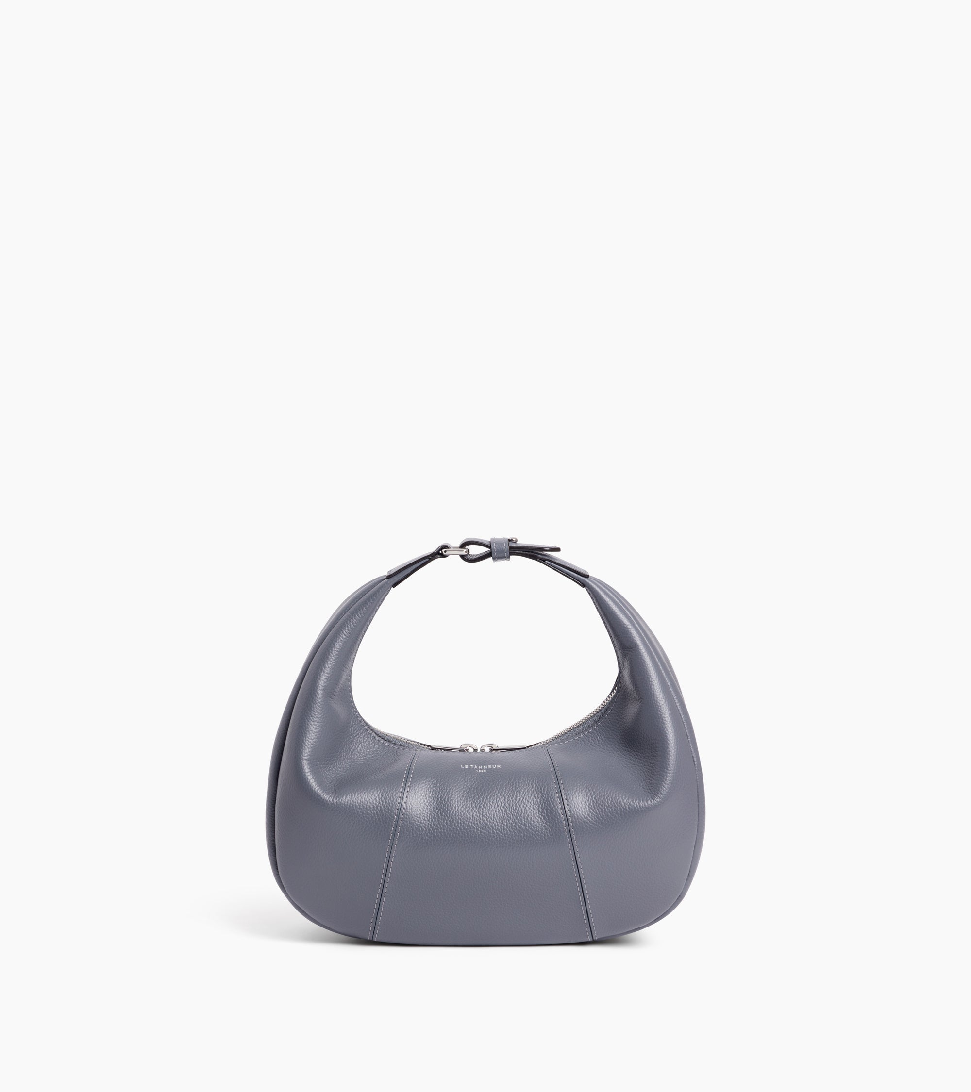 Le Tanneur Juliette sac hobo cuir grainé Steel Blue