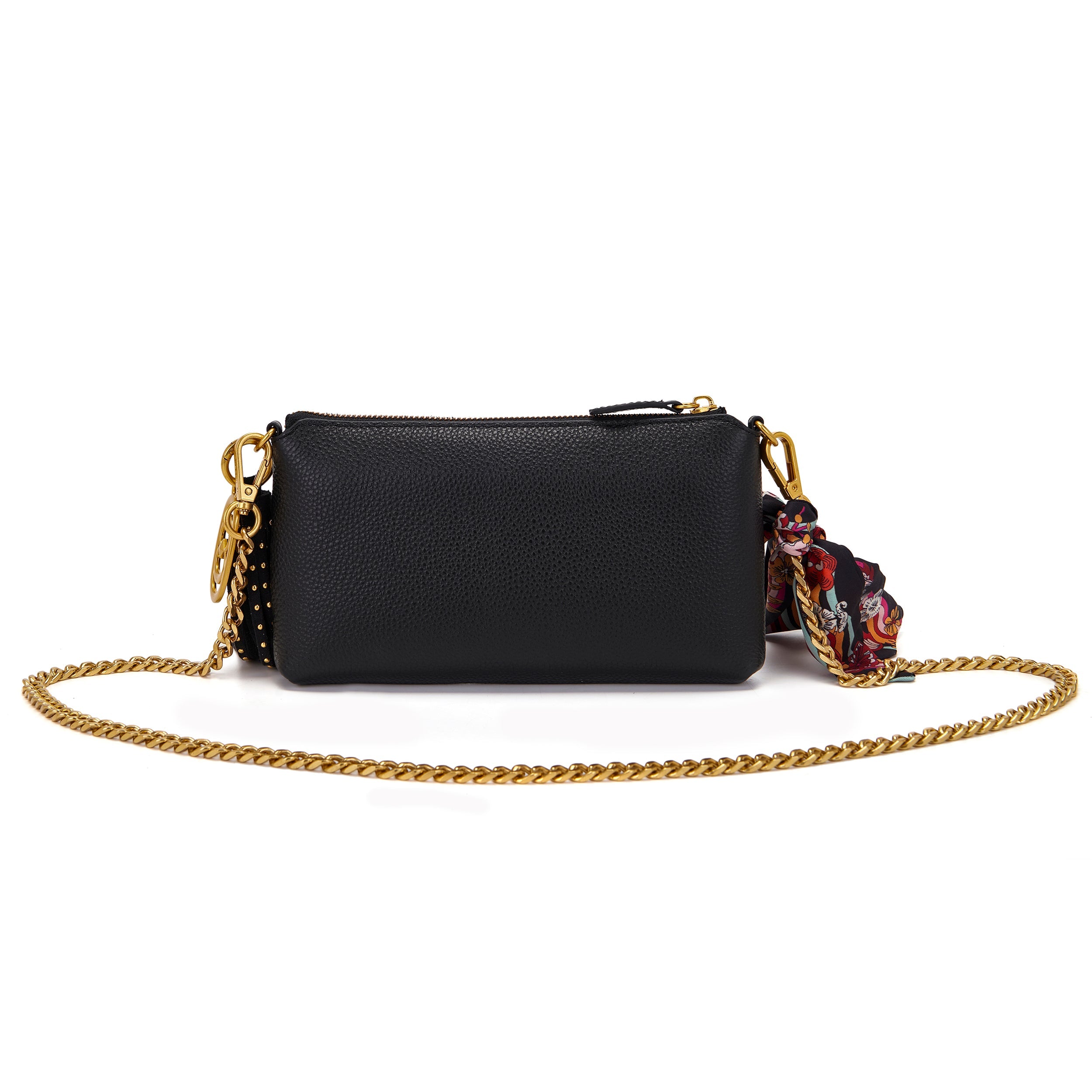 La Carrie Bag Foulard portefeuille noir cuir 25x4x13,5cm
