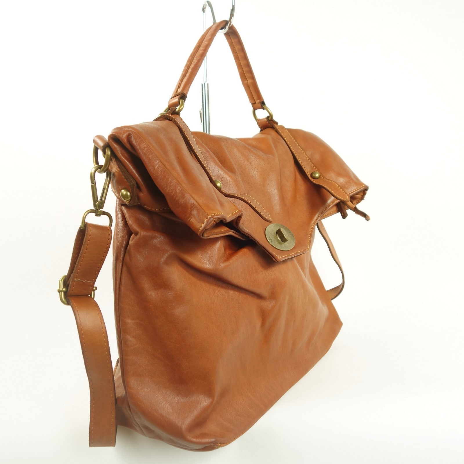 Collection Esprit Cuir BASTIEN grand sac à main XL marron cuir