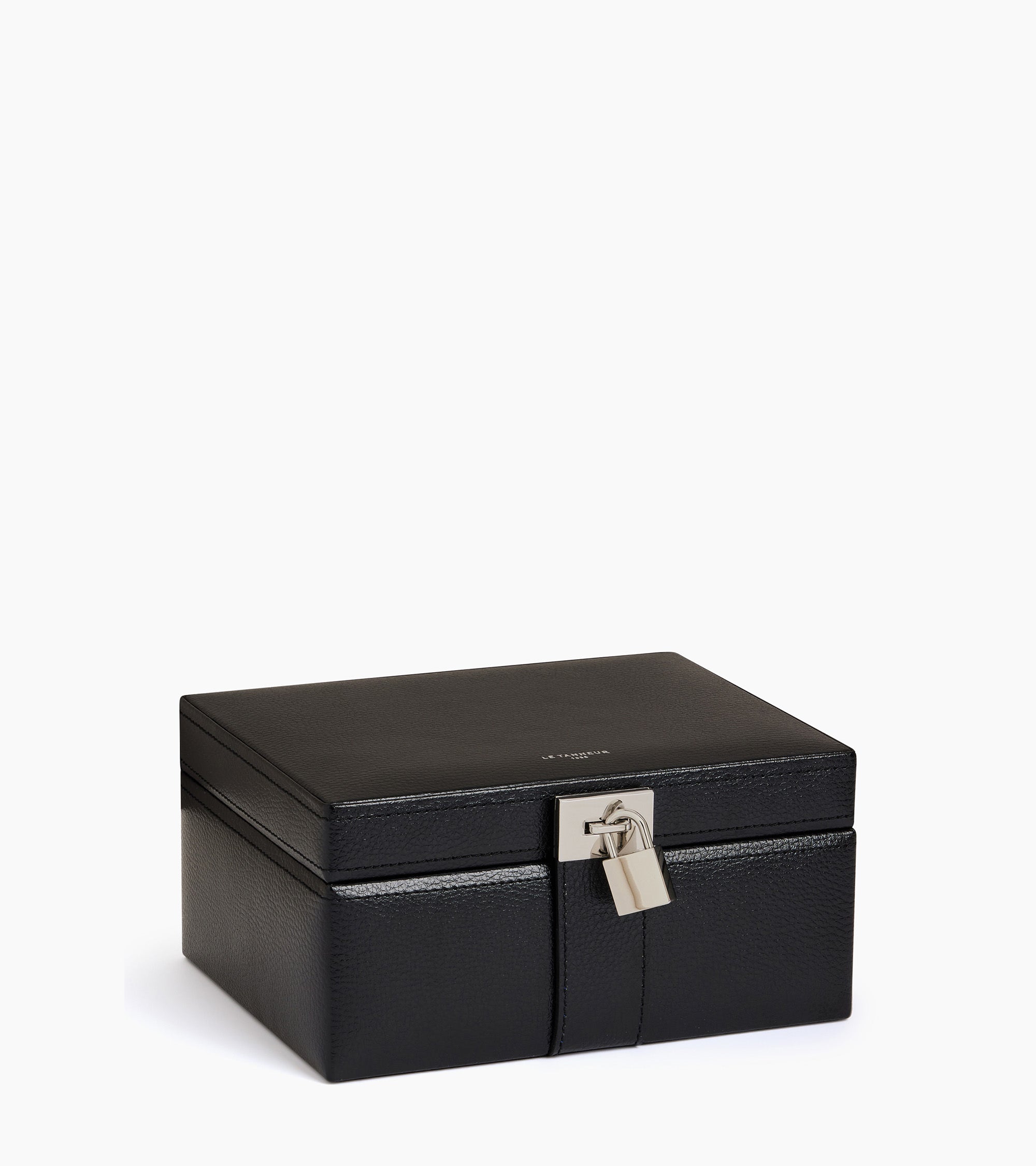 Le Tanneur boîte à bijoux moyen cuir noir miroir amovible
