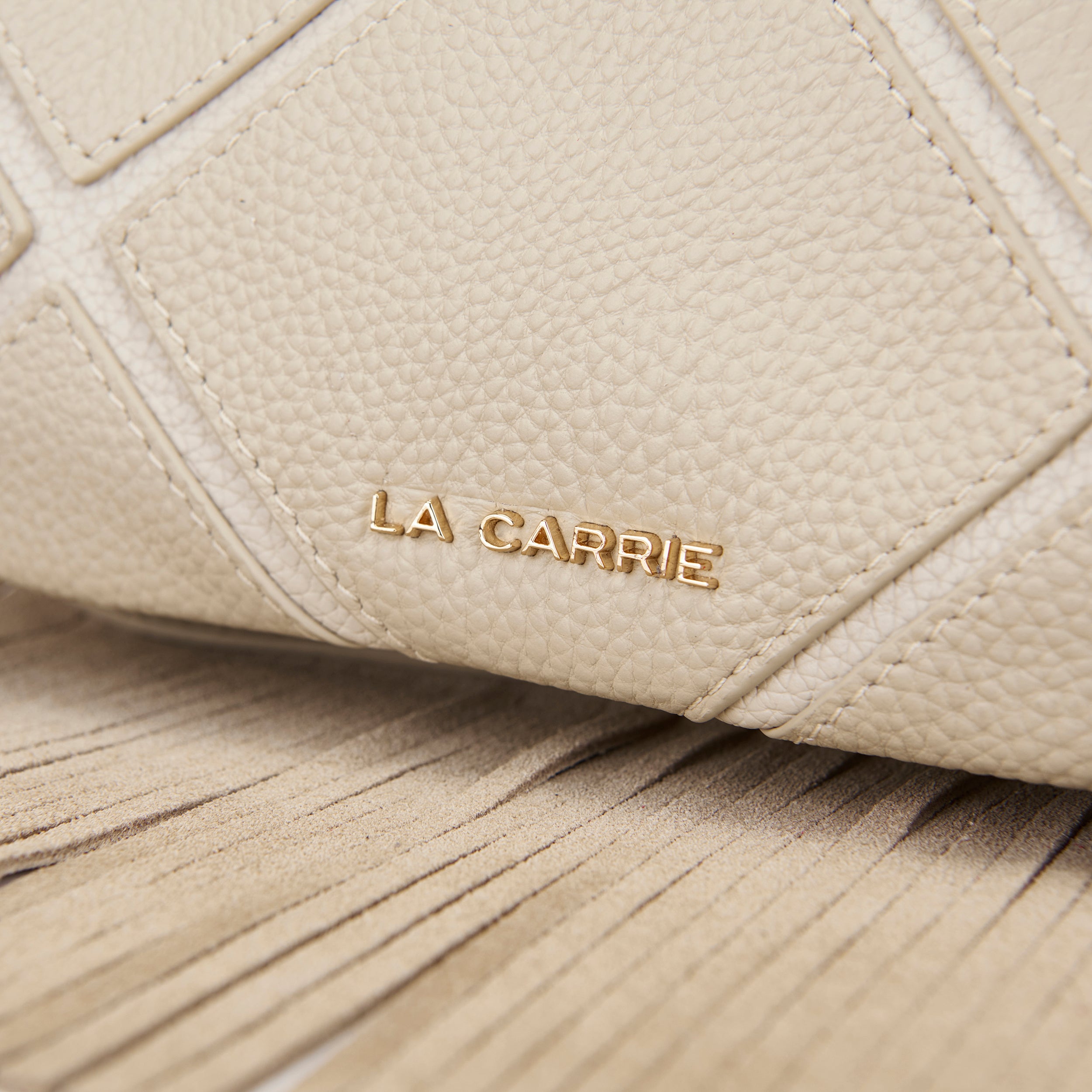 La Carrie Isabel sac bandoulière ivoire 21 cm cuir grainé