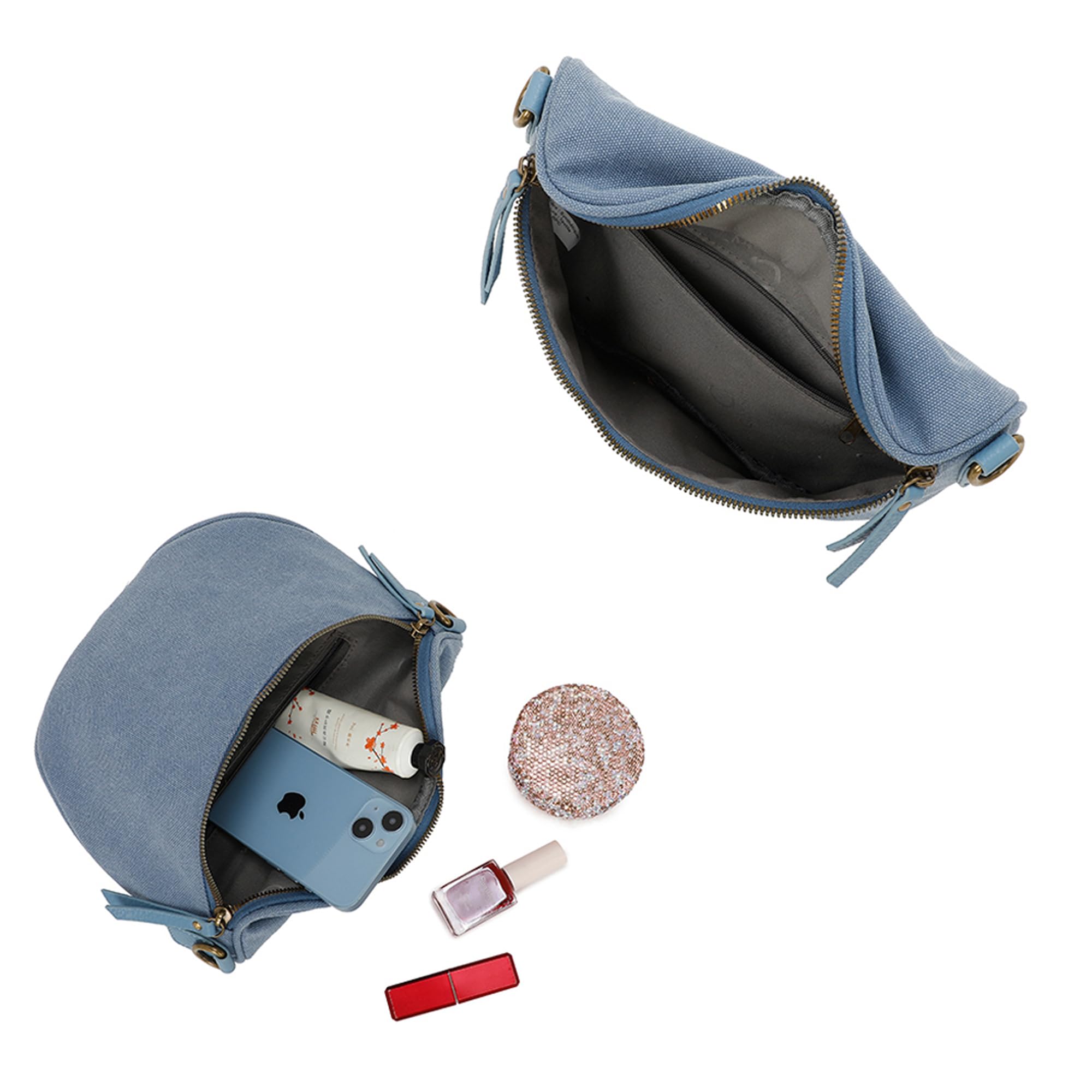Gallantry Sacs Bandoulière Banane Sac Bleu Clair Canvas