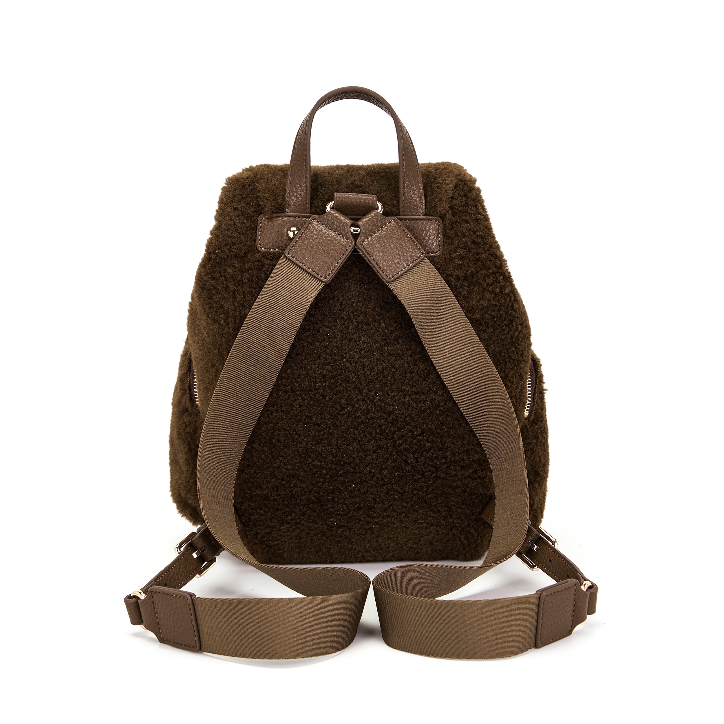 La Carrie Teddy sac à dos marron fourrure 27x31 cm