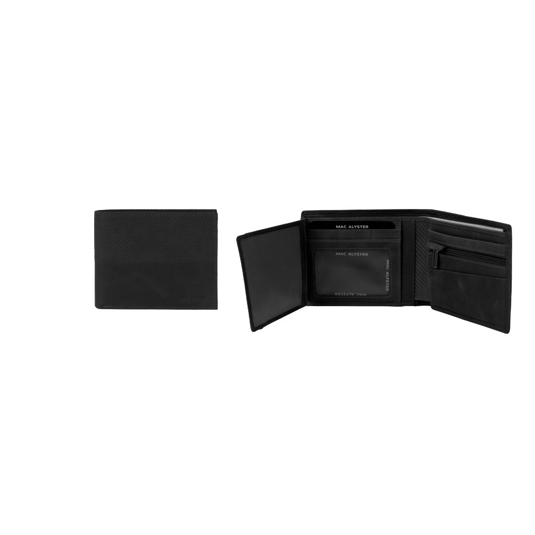 Mac Alyster Authentique portefeuille italien homme noir 2 volets