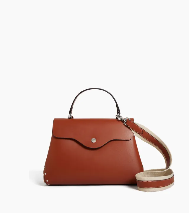 Le Tanneur Sans Couture sac main cuir lisse marron moyen