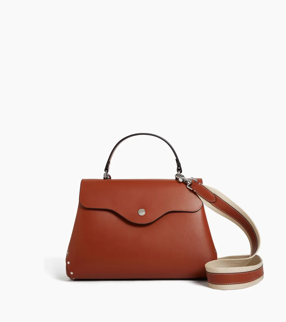 Le Tanneur Sans Couture sac main cuir lisse marron moyen