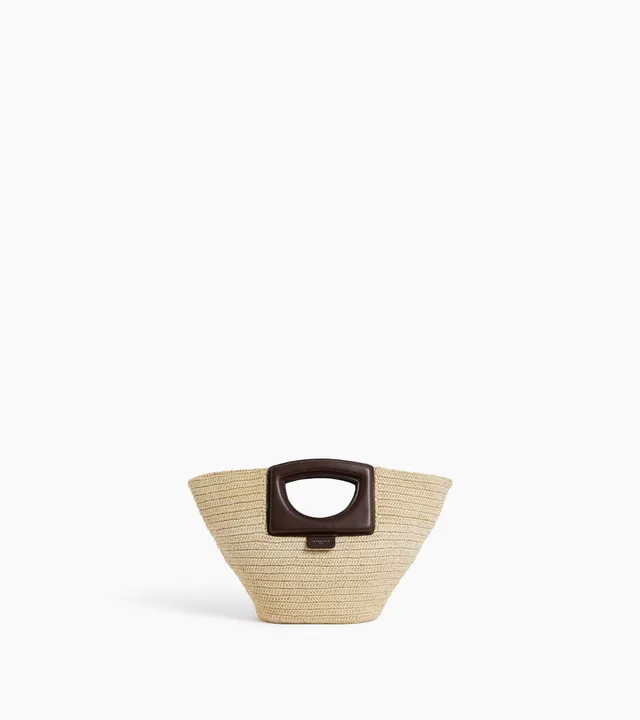 Le Tanneur Petit sac main raphia naturel cuir bandoulière
