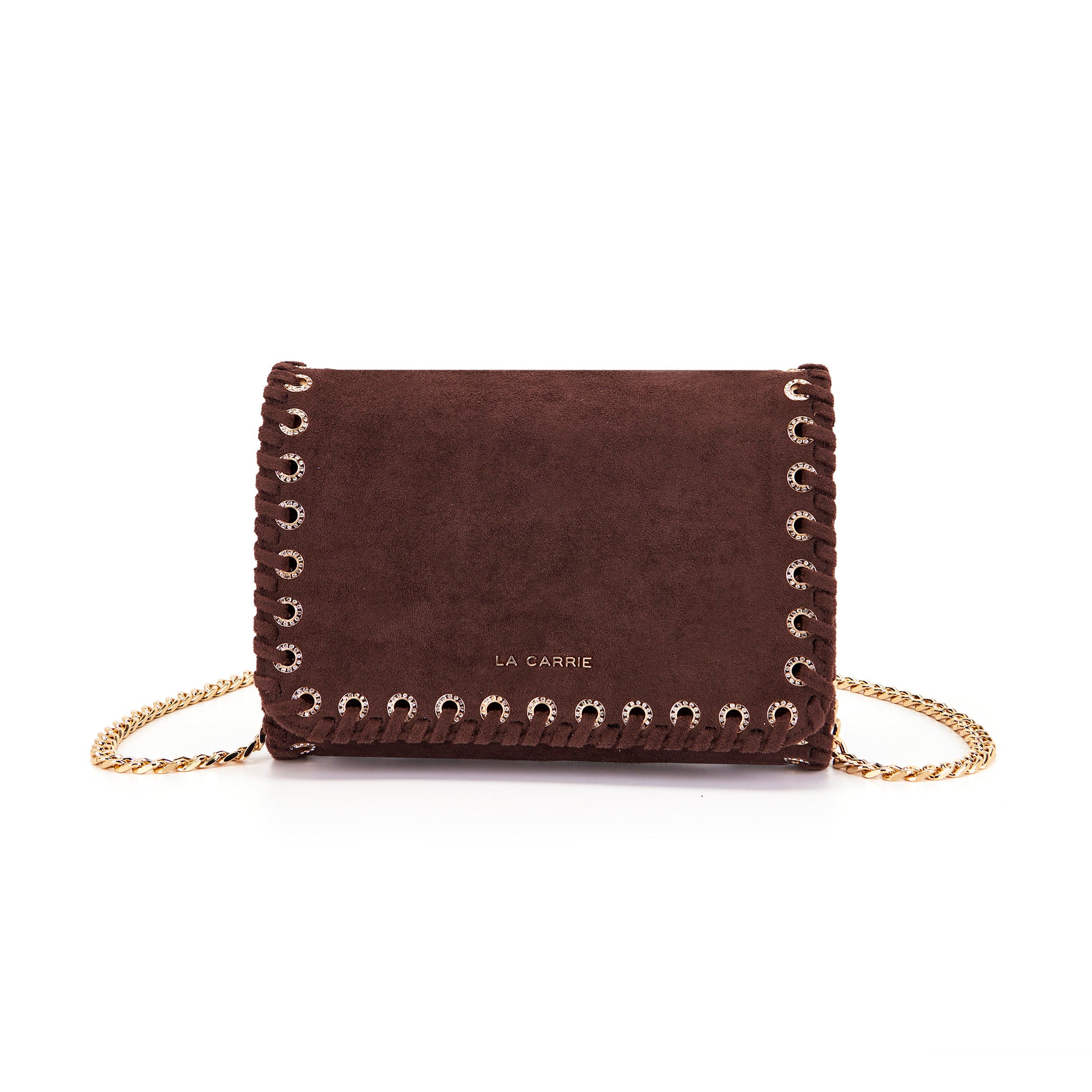 La Carrie Capsule sac bandoulière marron suède tressé