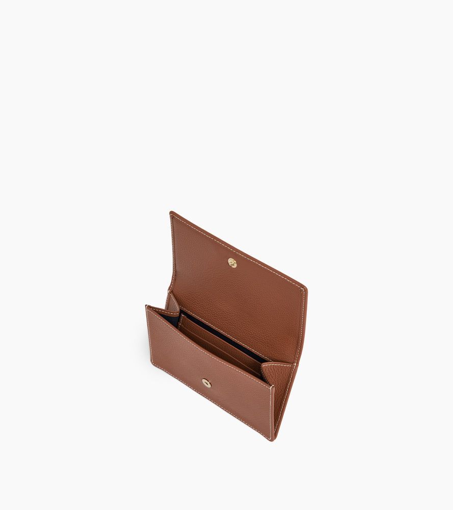 Le Tanneur Ella porte-cartes cuir grainé Mahogany Brown RFID