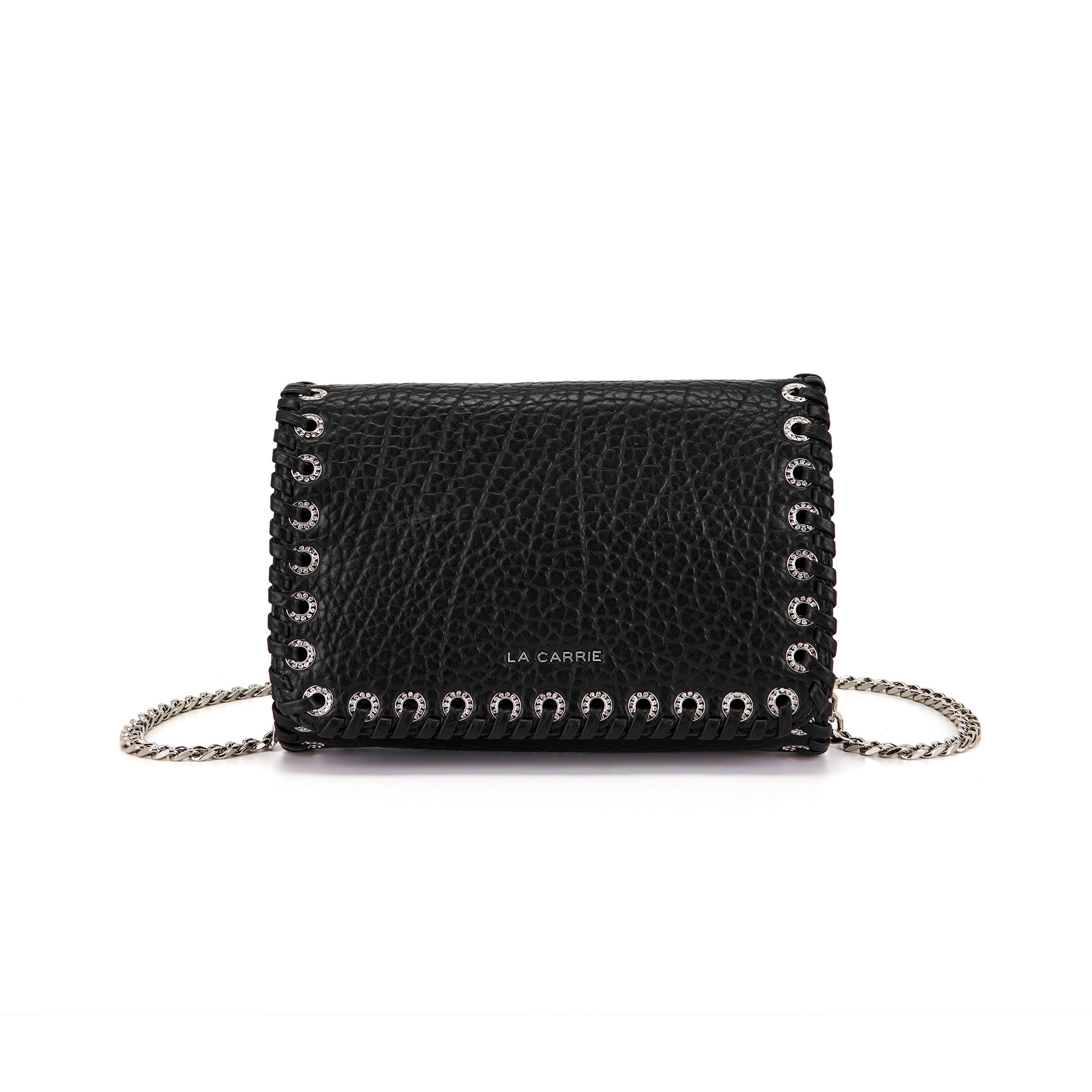 La Carrie Capsule sac bandoulière noir PU œillets
