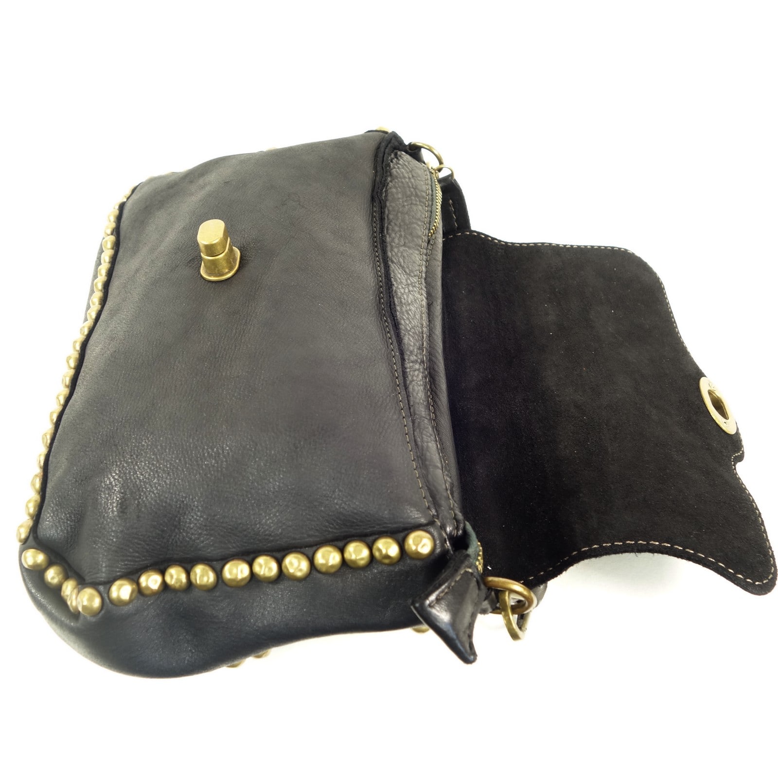 Collection Esprit Cuir MARIETTE pochette cuir noir clouté femme