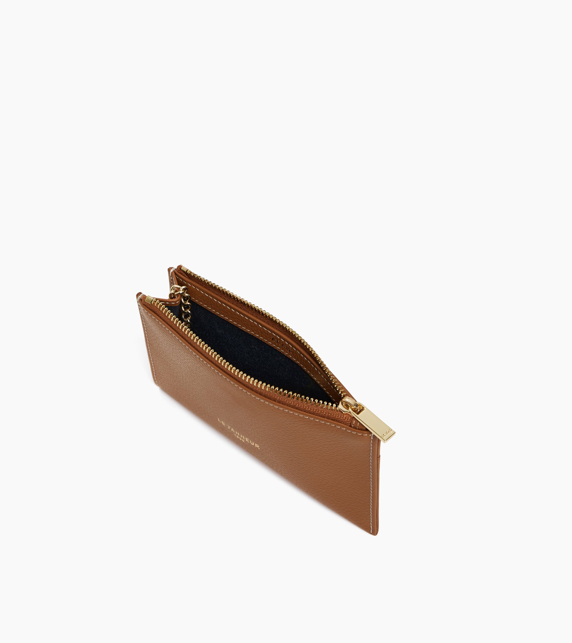 Le Tanneur Albertine étui clés zippé cuir grainé Tan Brown