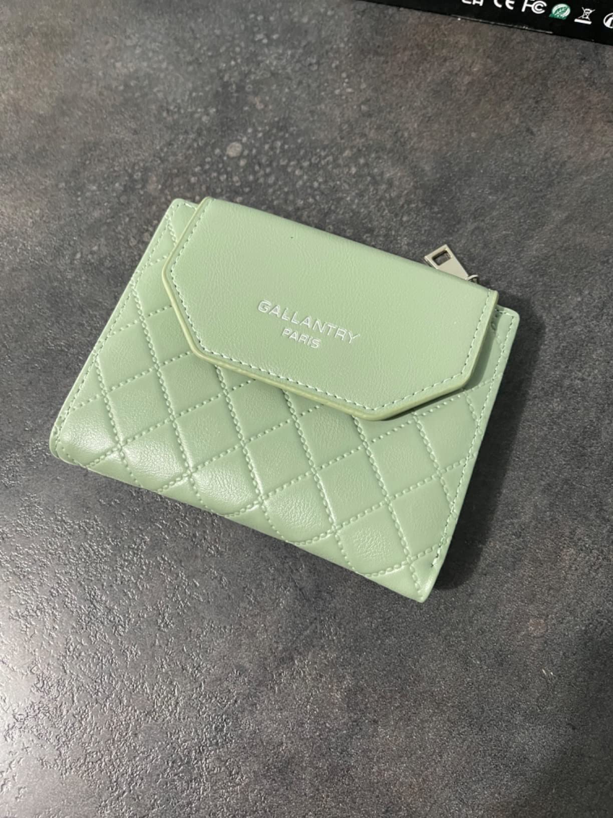 Gallantry Accessoires portefeuille matelassé vert d'eau 12 cm