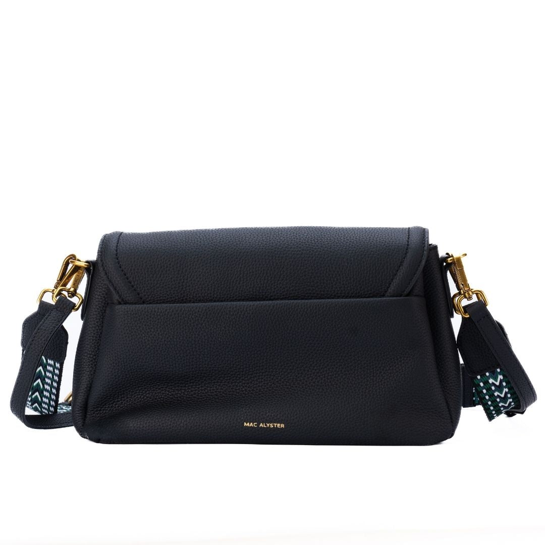 MAC ALYSTER Giulia sac à rabat cuir noir 27 cm femme