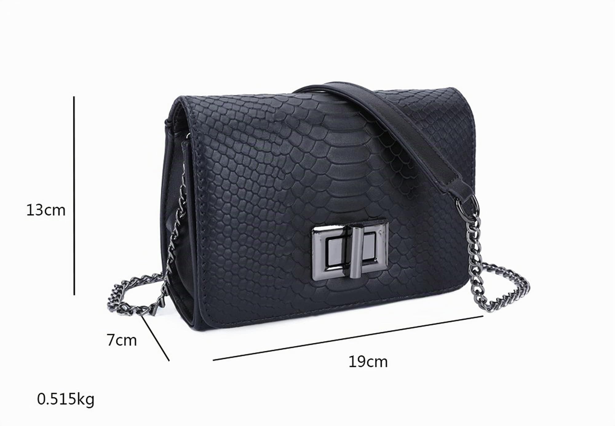 Gallantry Sacs Bandoulière Crocodile sac bandoulière Noir 19,5 cm effet python