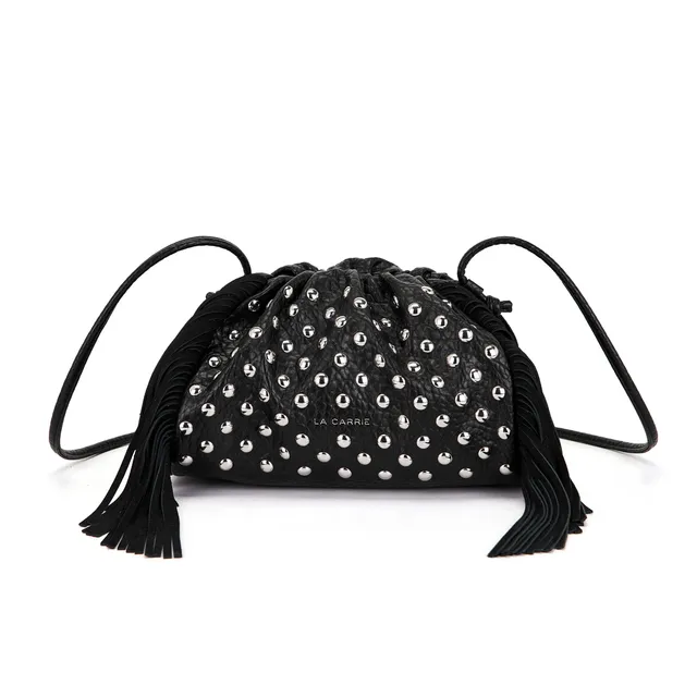 La Carrie Capsule Big sac bandoulière noir clouté 30 cm