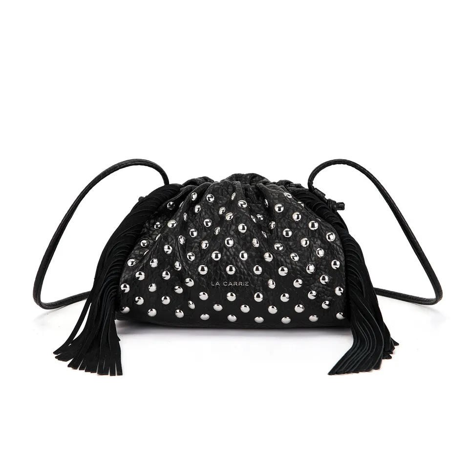 La Carrie Capsule Big sac bandoulière noir clouté 30 cm