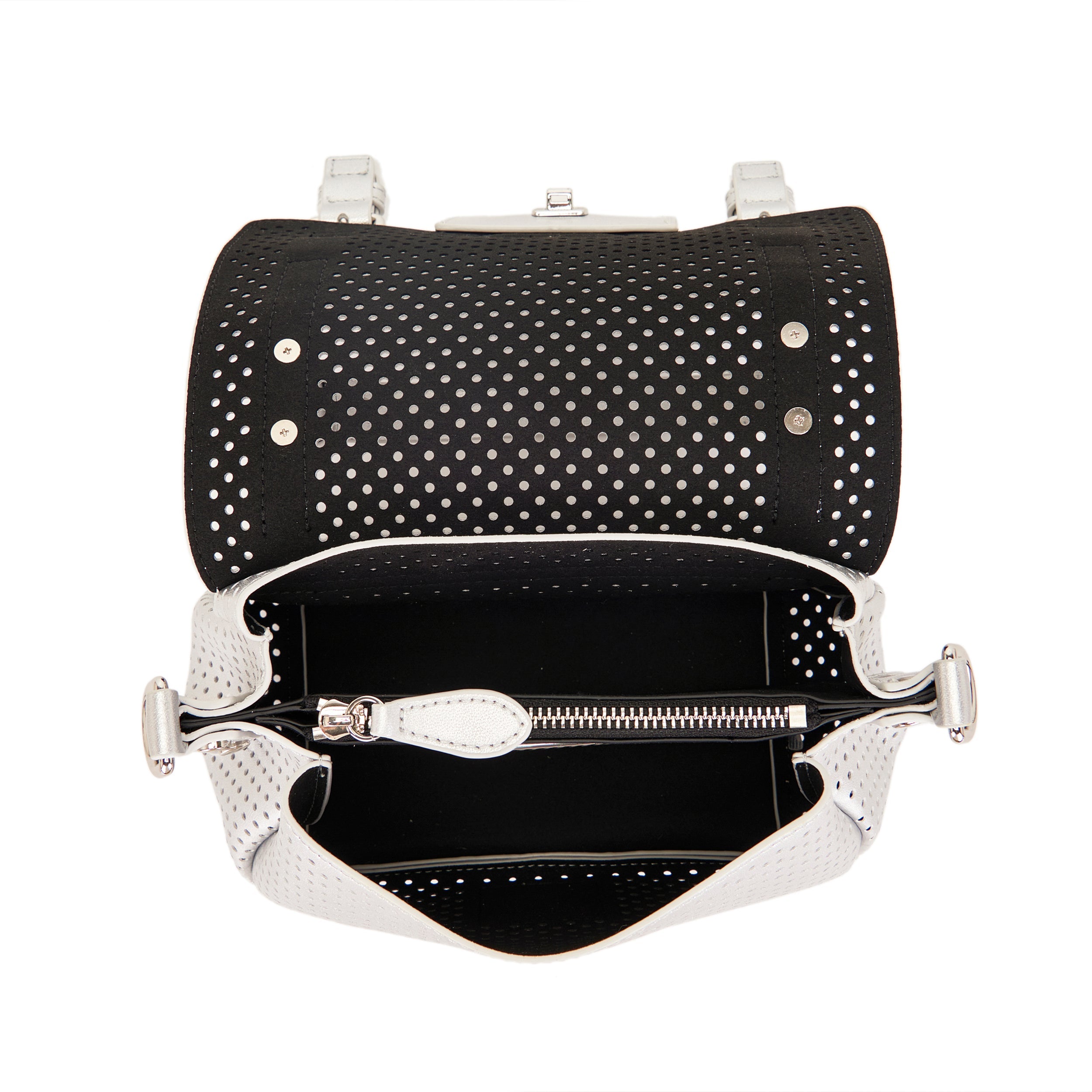 La Carrie Atena sac shopping silver cuir perforé