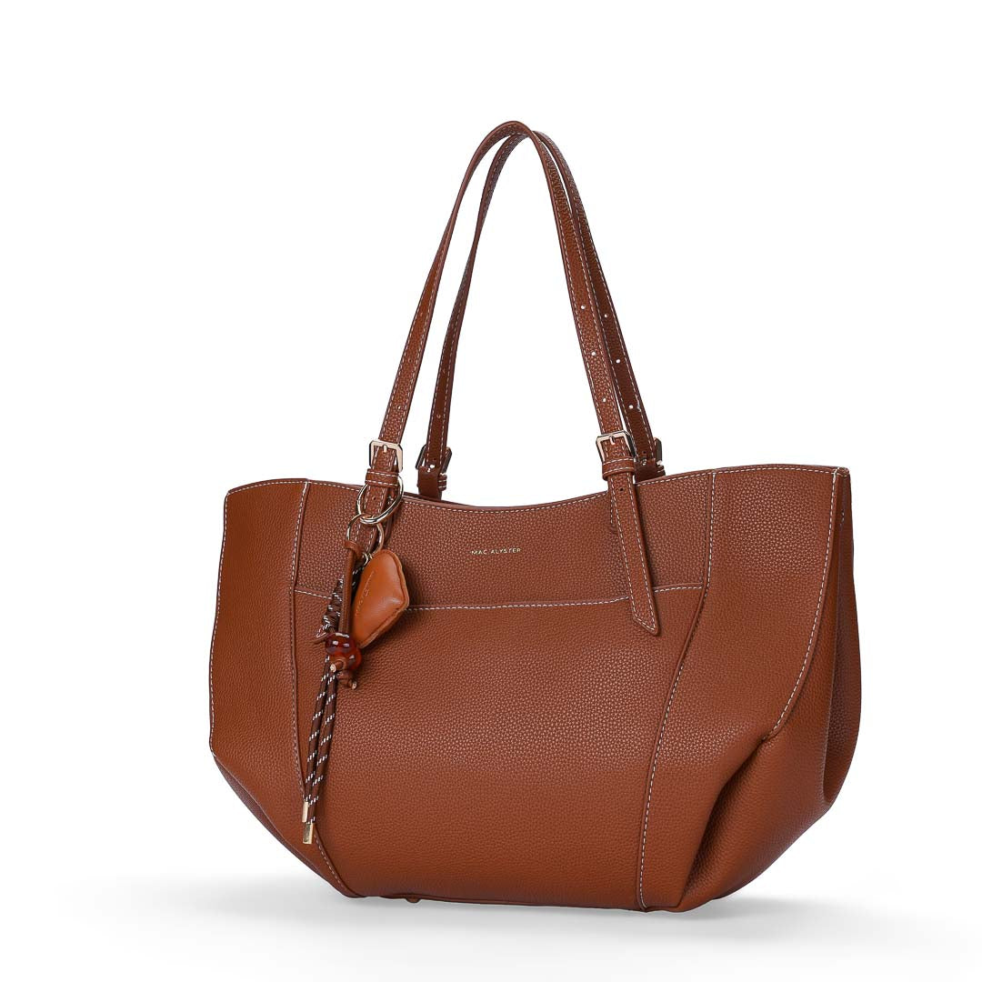 Mac Alyster Harmonia sac cabas moumoute cognac extensible