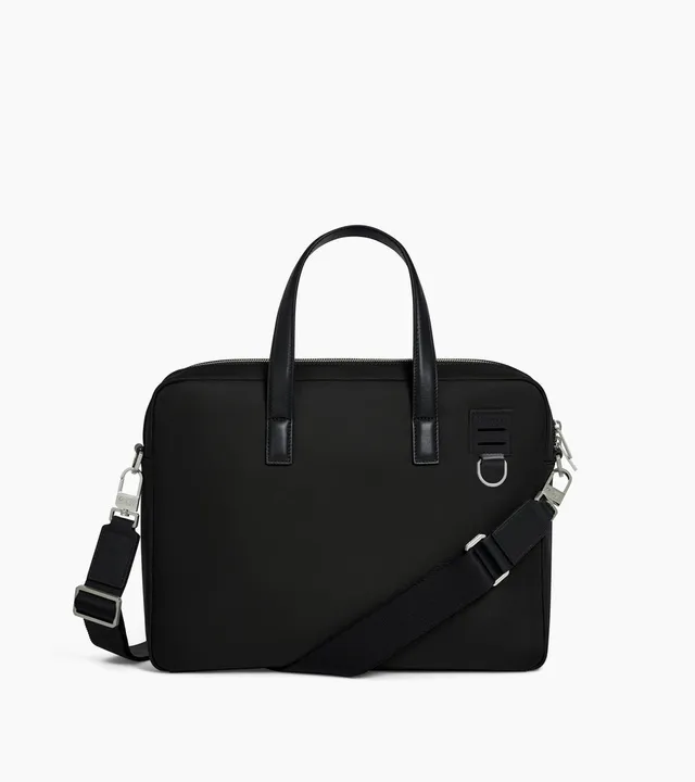 Le Tanneur Basile porte-documents toile nylon cuir 15" Black