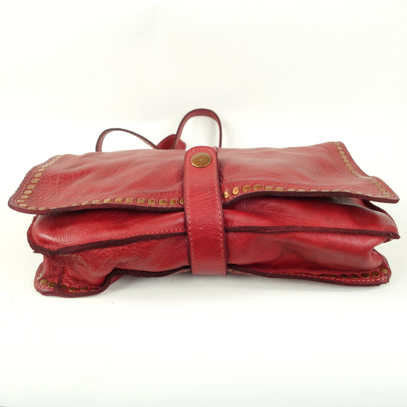 Esprit Cuir Gena pochette bandoulière cuir rouge cloutée