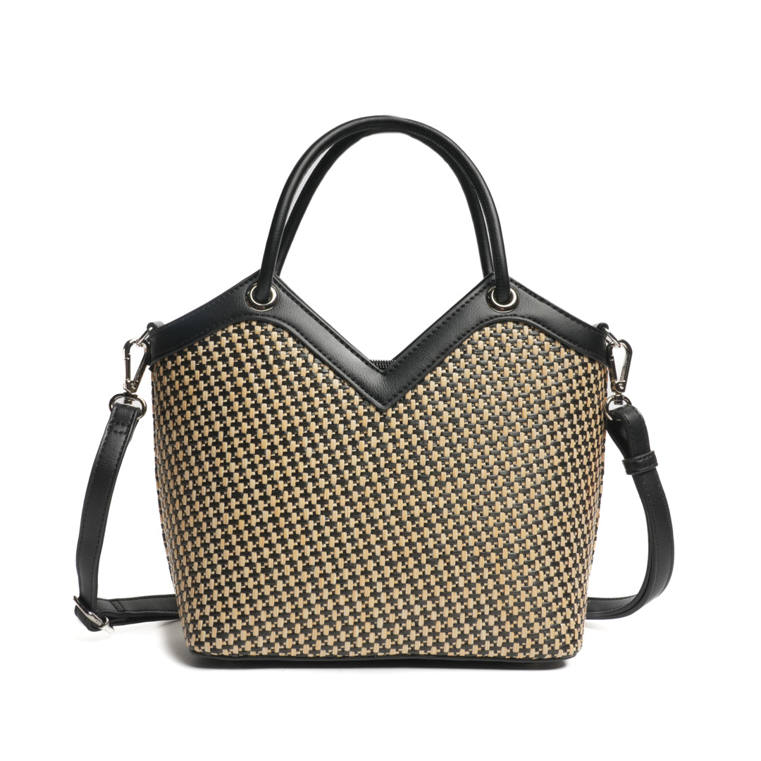 MAC ALYSTER Saint-Raphaël sac seau taupe effet raphia