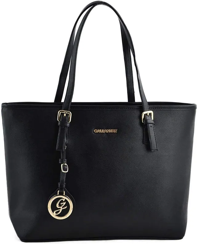 Gallantry Sacs Cabas Tote Bag Grand Format Blanc Noir Simili Cuir