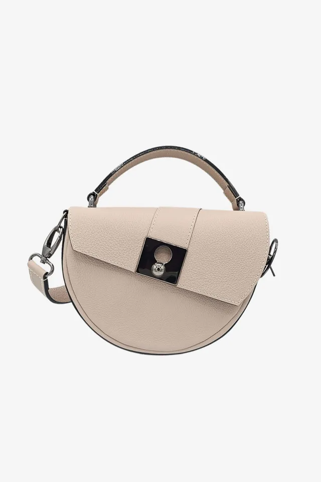 Nodie's Côme sac demi-lune cuir crème galet grainé