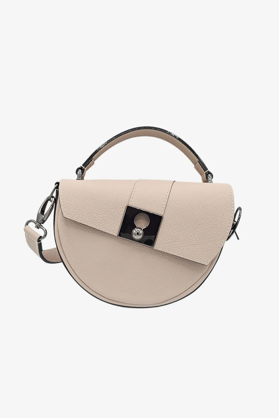 Nodie's Côme sac demi-lune cuir crème galet grainé
