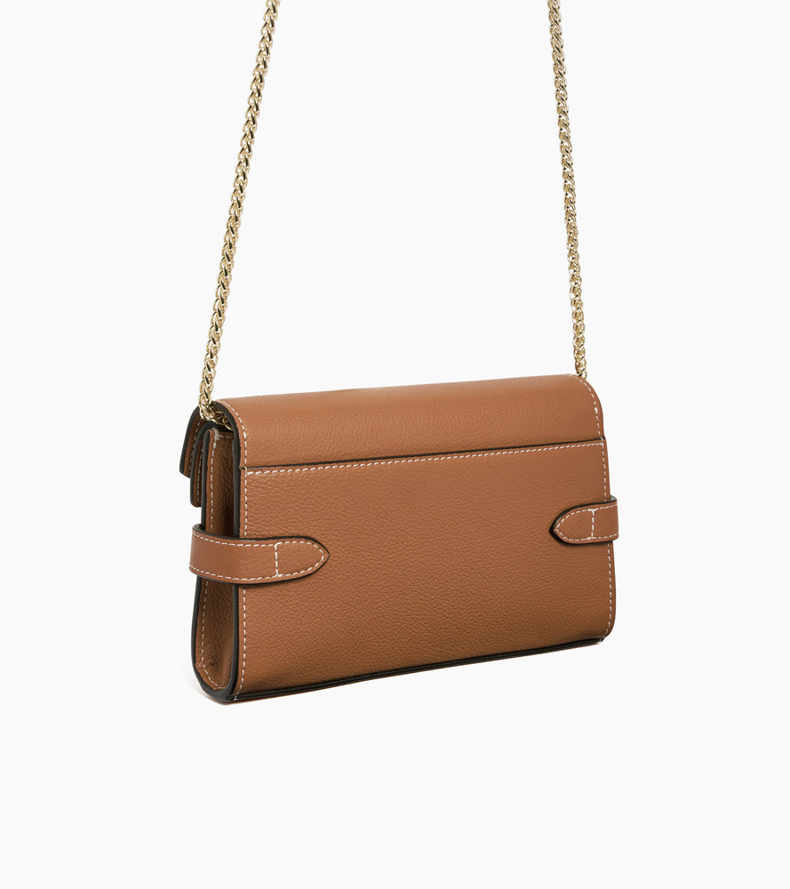 Le Tanneur Emilie Pochette Cuir Marron Grainé Chaîne