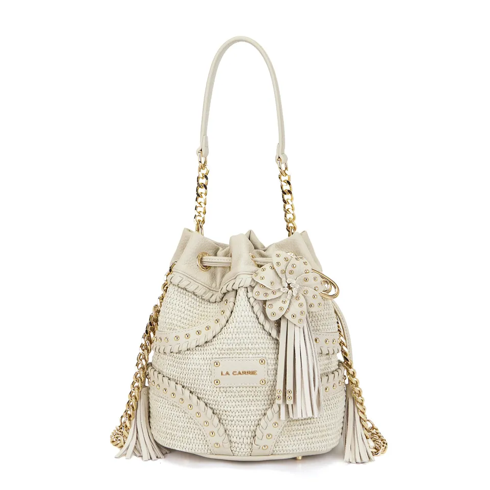 La Carrie La Plage sac seau raphia ivoire 24x17x26cm