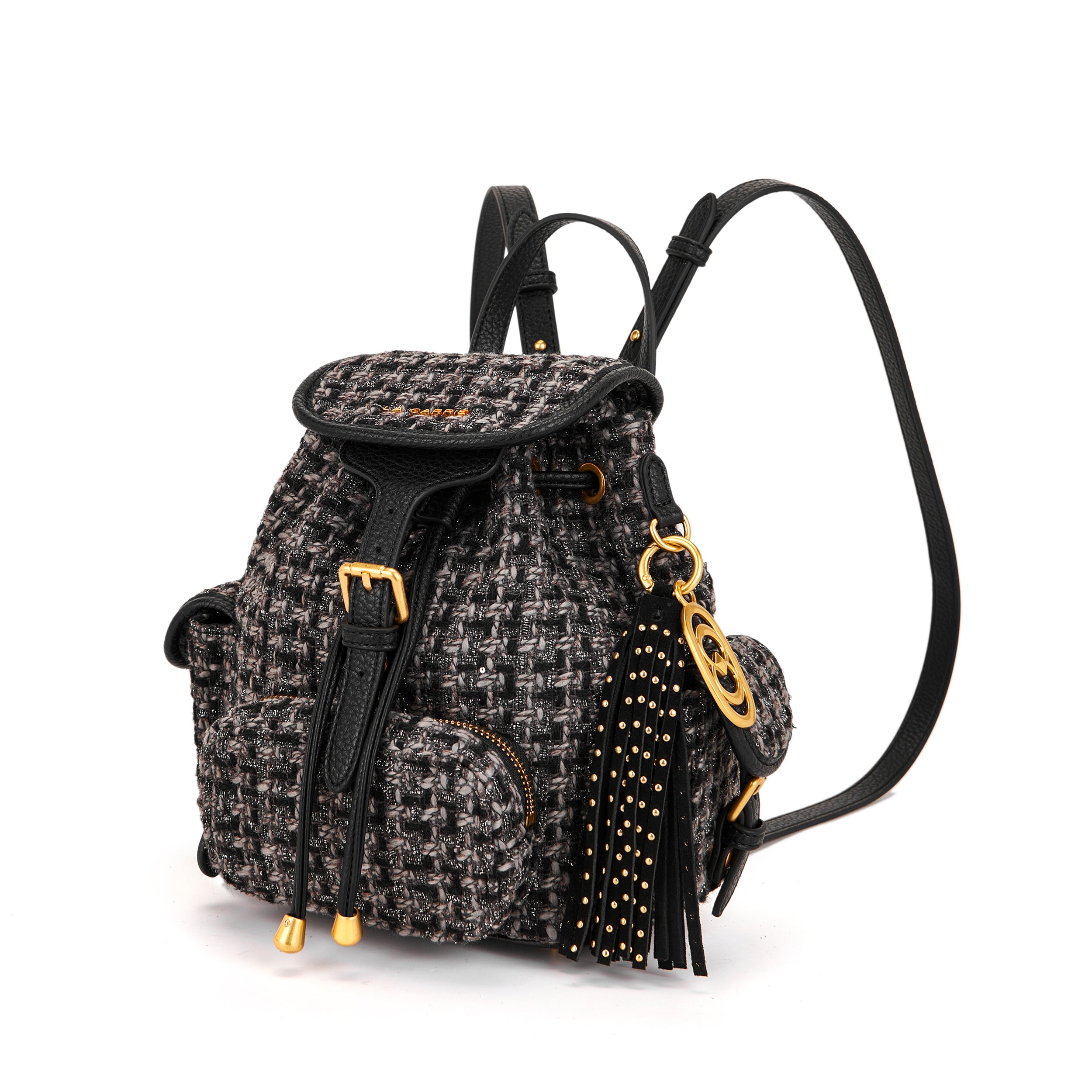 La Carrie Cross sac à dos noir bouclé 27x31 cm