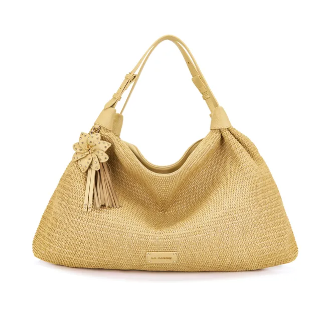 La Carrie La Plage sac shopping beige raffia 56 cm