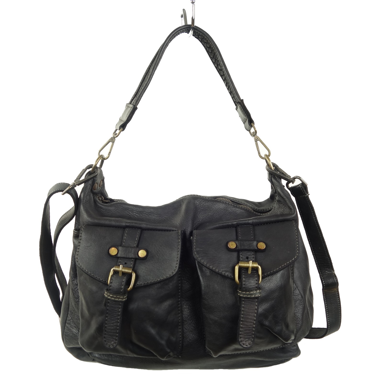 Collection Esprit Cuir Paula sac besace noir cuir vintage