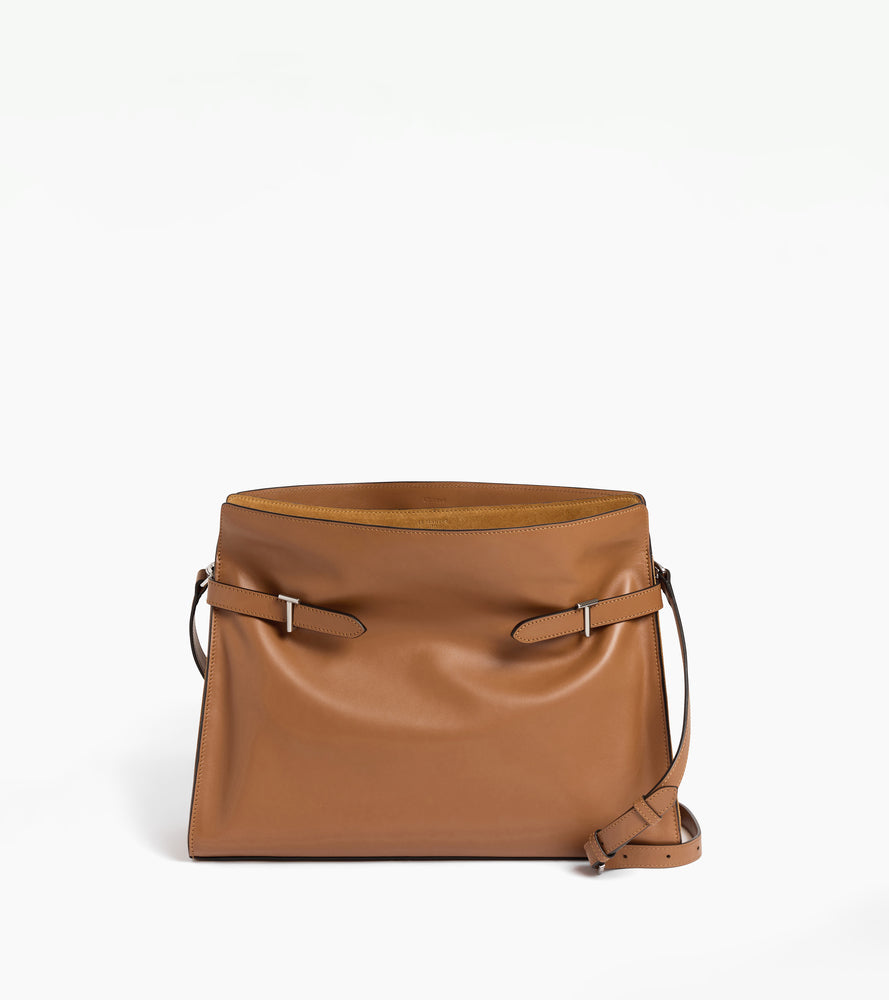 Le Tanneur Emie maxi sac épaule cuir lisse nubuck marron tan
