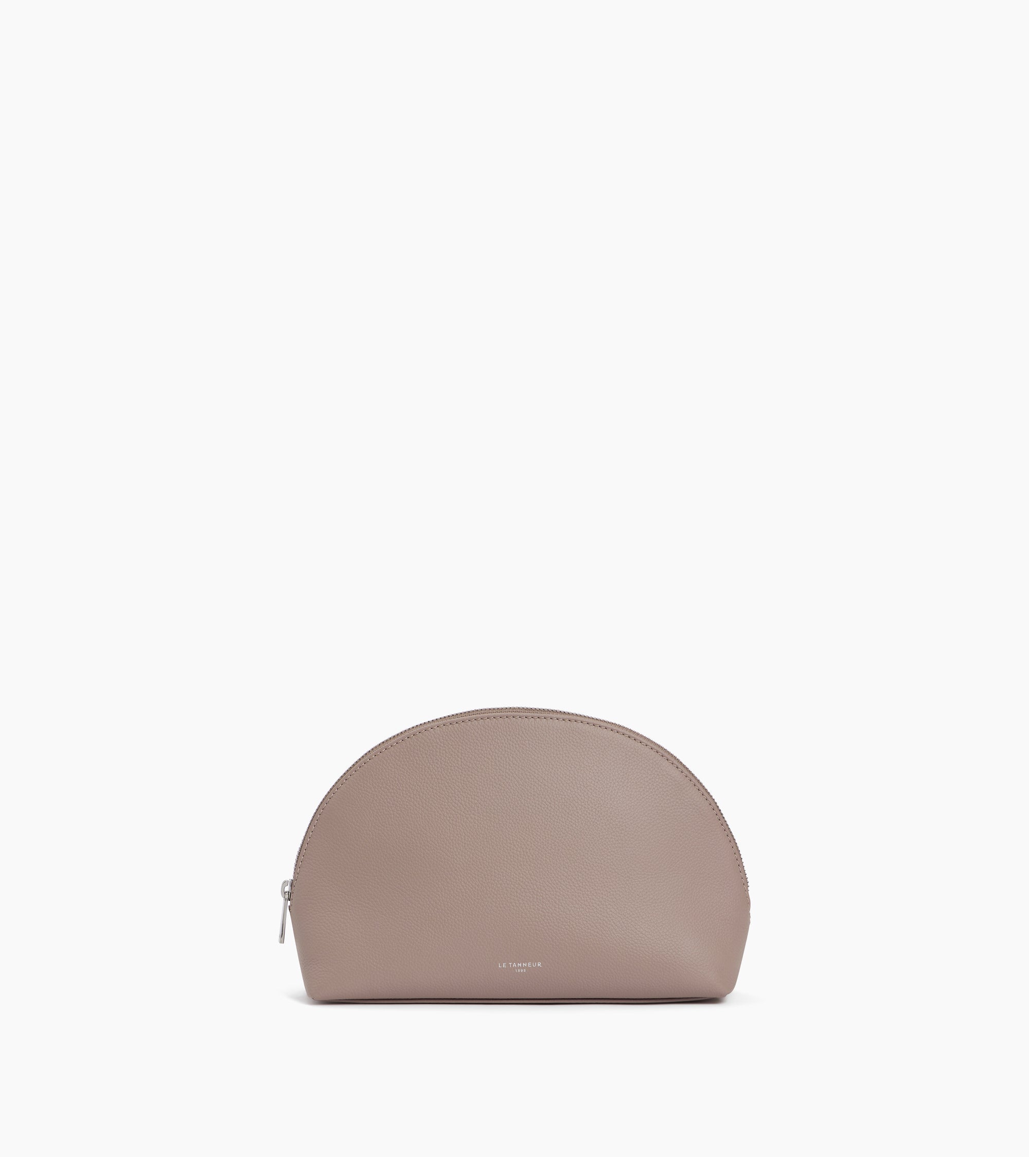 Le Tanneur trousse de toilette demi-lune gris cuir grainé