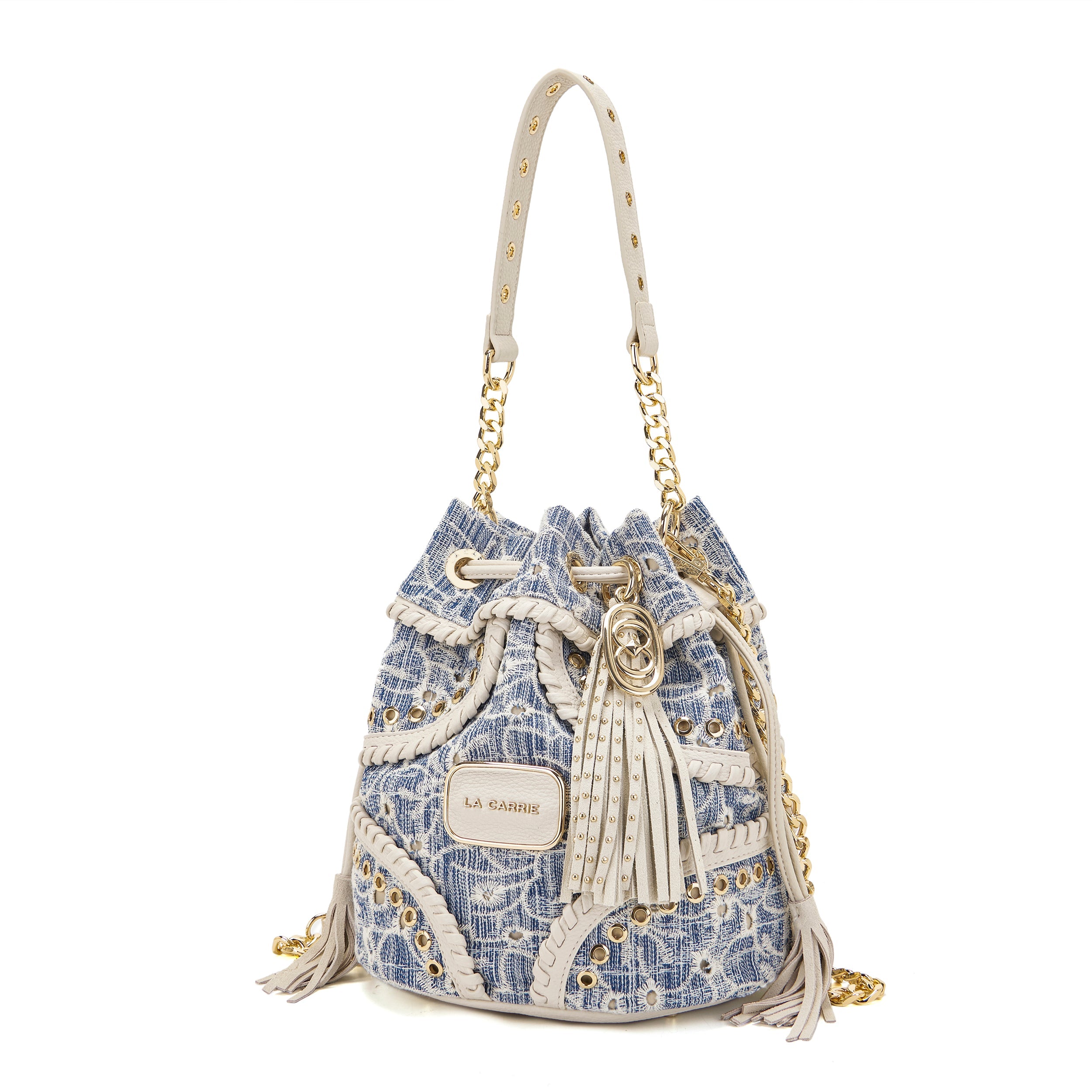 La Carrie Secchiello Romantic sac seau jean 24x17x26cm