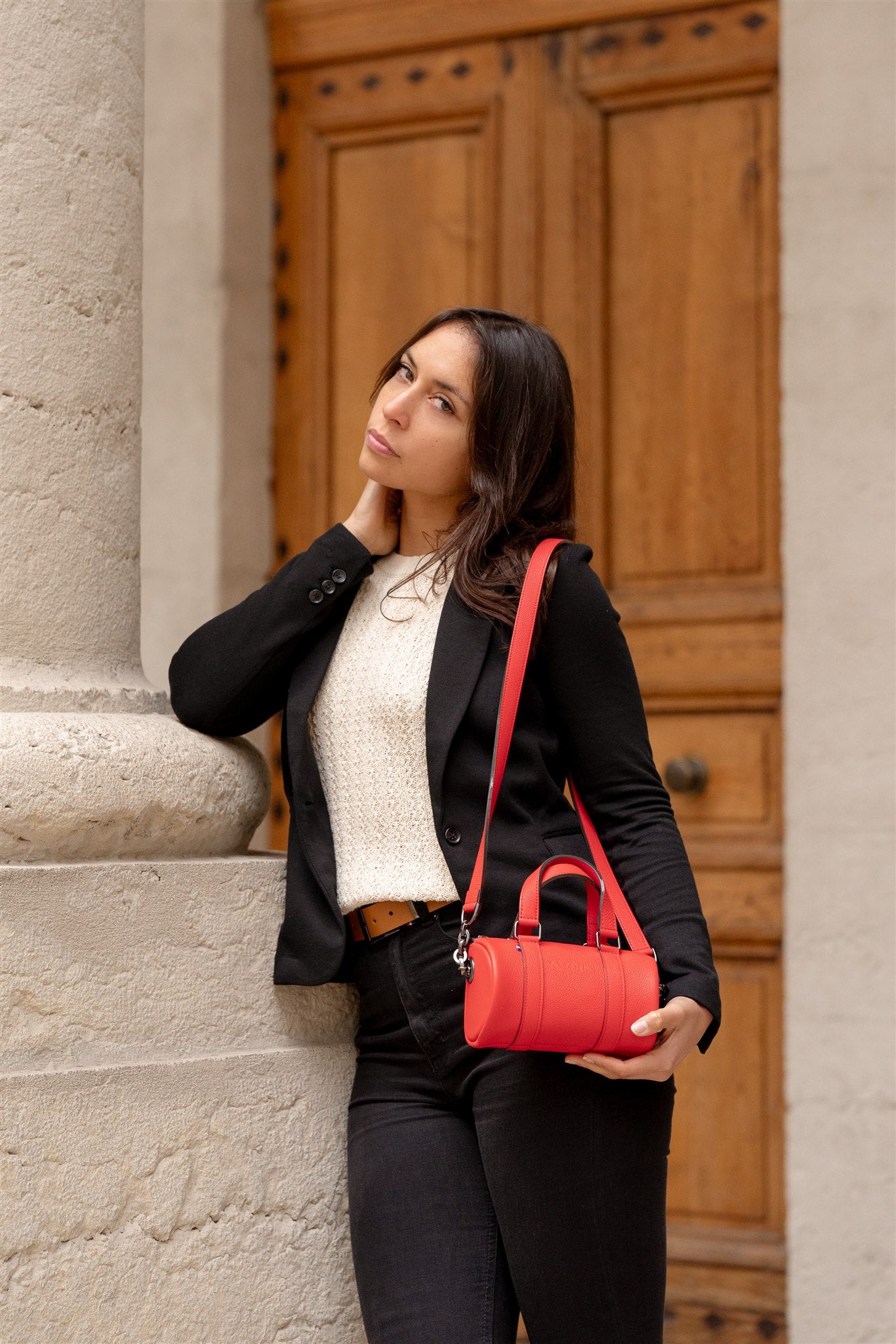 Nodie's Jim nano sac bowling rouge grainé cuir
