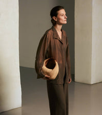Le Tanneur Juliette sac hobo cuir lisse effet raphia