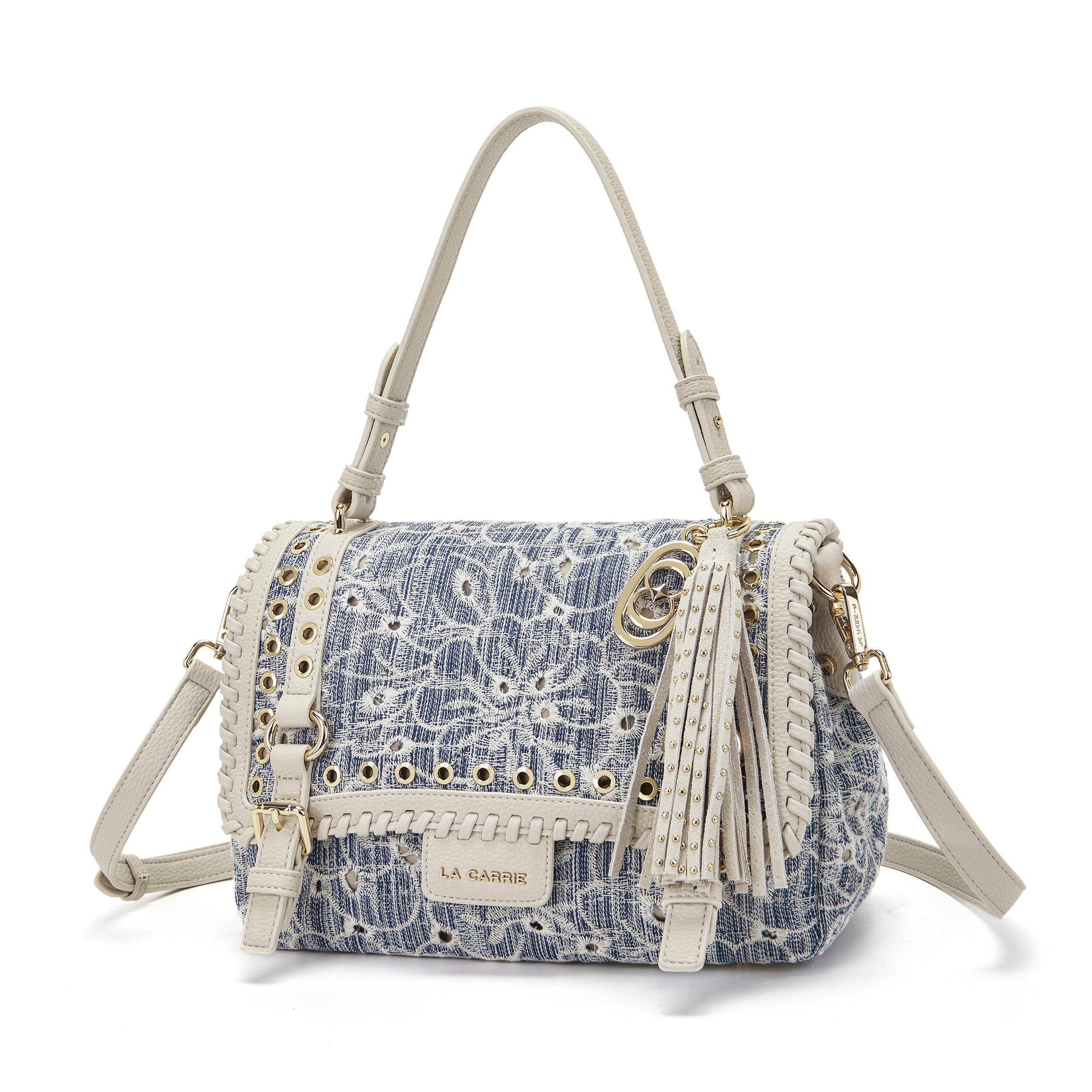 La Carrie Bag Atena sac shopping jean bleu 30x16x18 cm