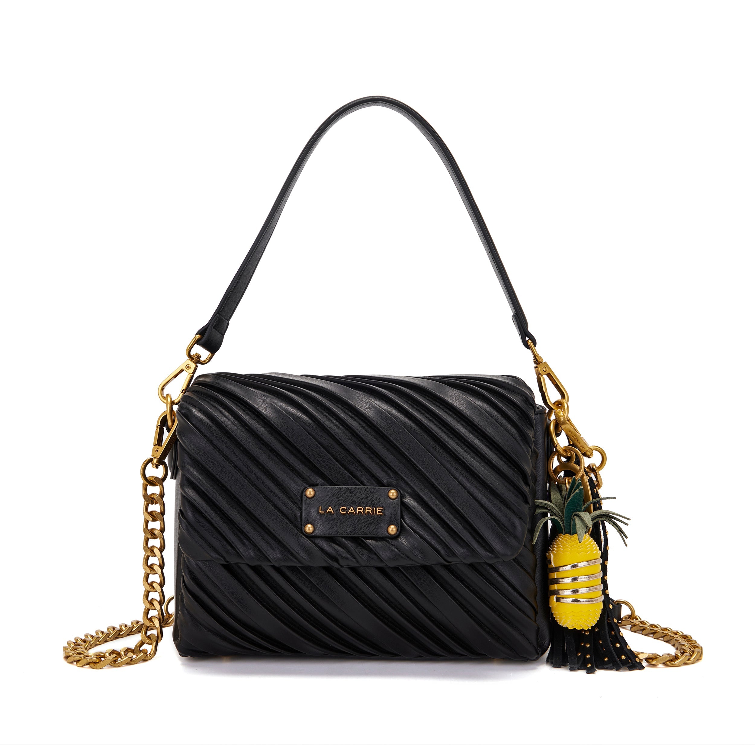La Carrie Plissè sac bandoulière noir synthétique