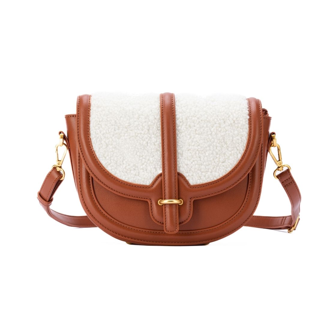 MAC ALYSTER FRISSON Sac à rabat Mordoré 28 cm fourrure