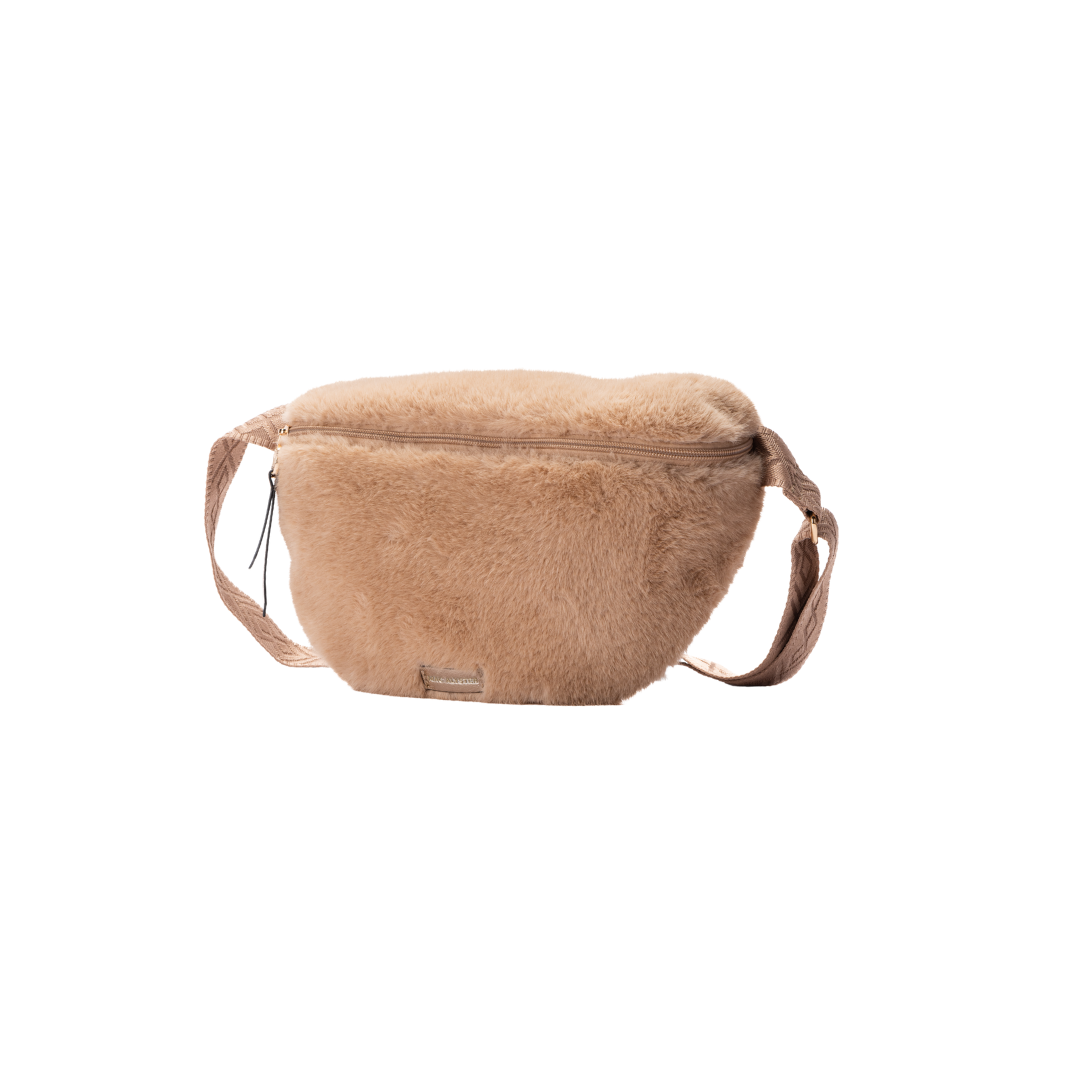 MAC ALYSTER Fourrure petit sac banane noir effet fourrure