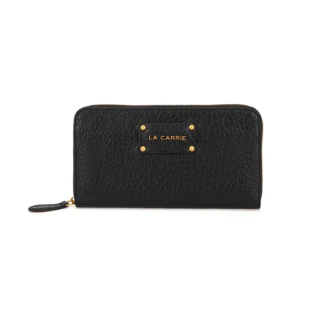 La Carrie Wallet portefeuille zip noir relief doré