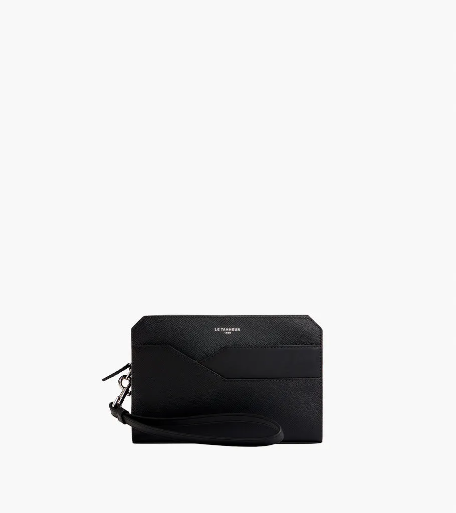 Le Tanneur Gaston pochette cuir grainé à dragonne