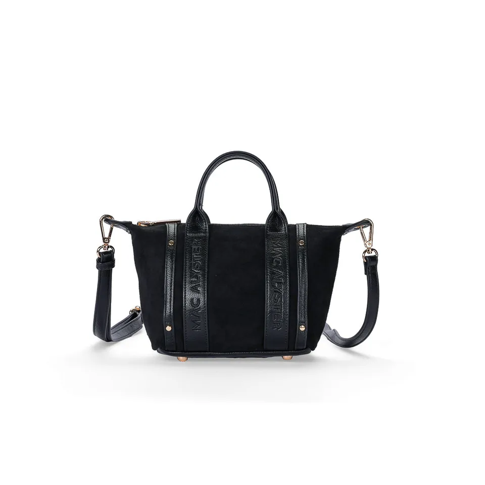MAC ALYSTER Abrielle Daim petit sac main noir 24 cm