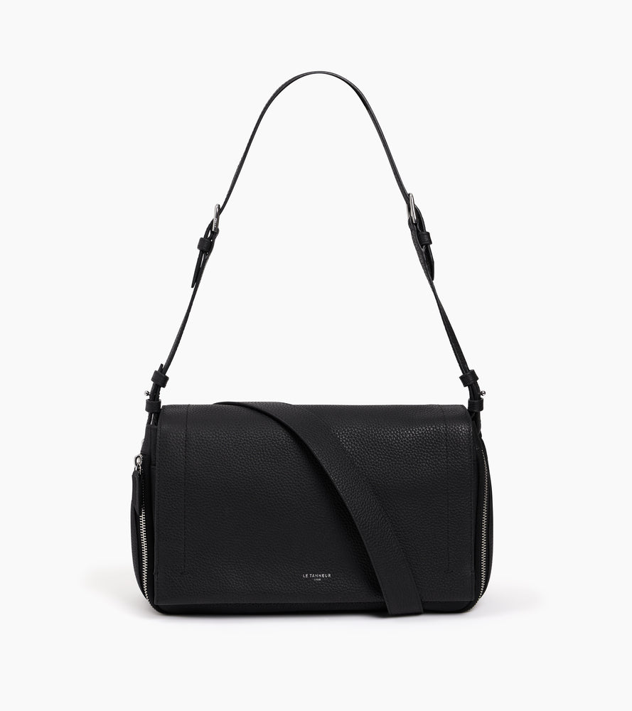 Le Tanneur Aurore sac bandoulière cuir grainé noir
