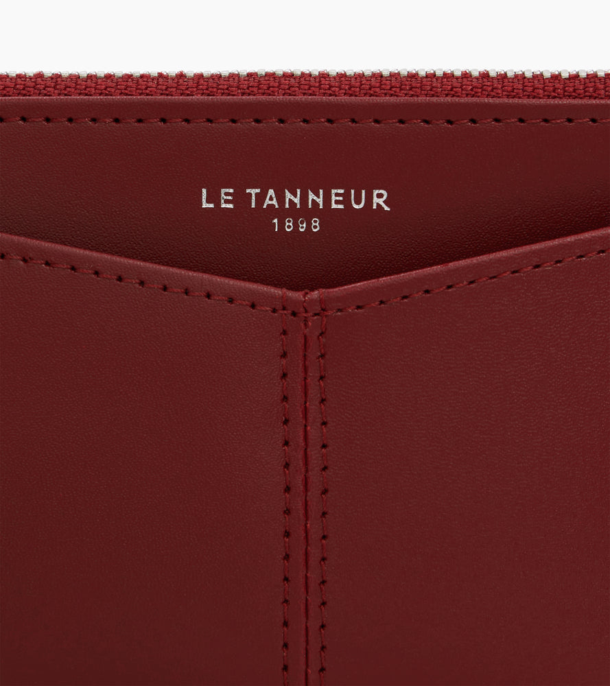 Le Tanneur Charlotte étui clés zippé cuir lisse rouge
