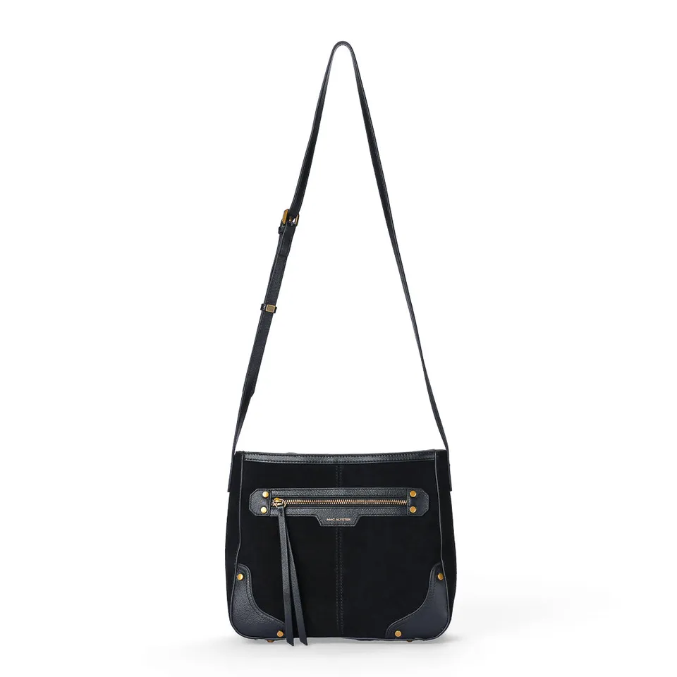 MAC ALYSTER Lanora sac trotteur Daim Noir cuir 28 cm